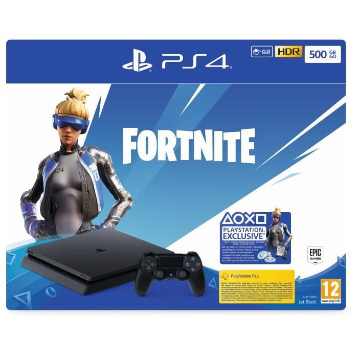 Console PS4 Slim 500Go Noire/Jet Black + Voucher Fortnite Neo Versa - PlayStation Officiel