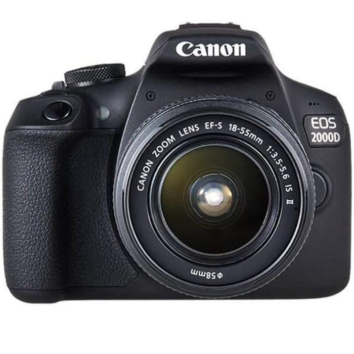 CANON EOS 2000D 24,1 mégapixels - Wi-Fi - NFC + Objectif EF-S 18-55 IS II