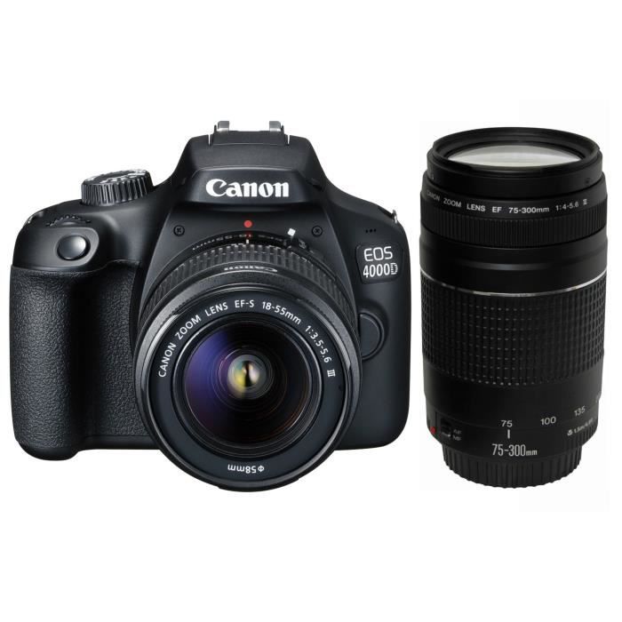 CANON EOS 4000D 18 Mpx + Objectif EF-S 18-55 III + EF 75-300 F/4-5,6 III