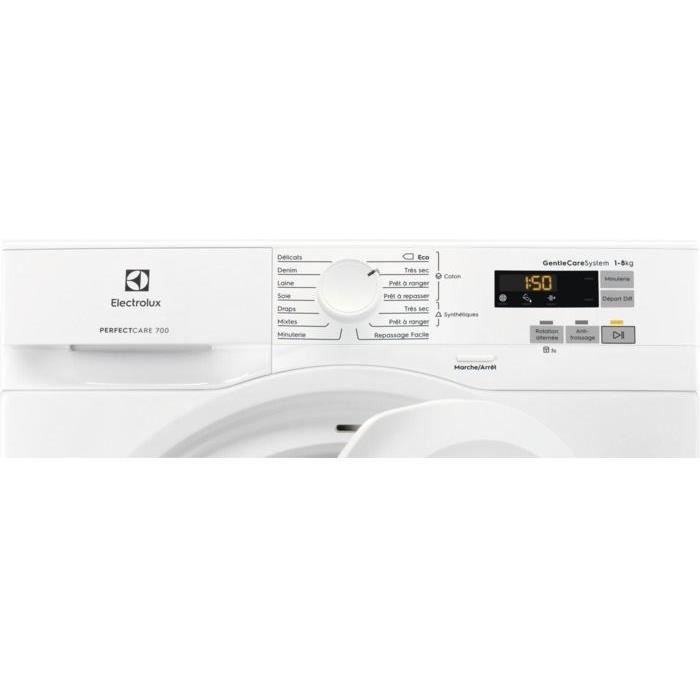 ELECTROLUX - EW7H6812SC - Sèche-linge à condensation - Pompe à chaleur - 8 kg - A++ - Blanc