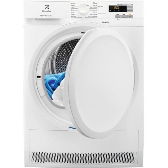 ELECTROLUX - EW7H6812SC - Sèche-linge à condensation - Pompe à chaleur - 8 kg - A++ - Blanc